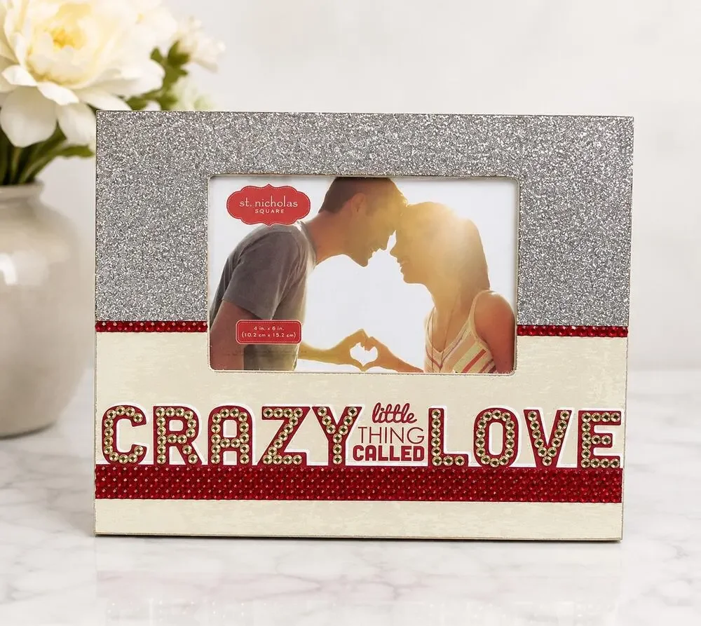 Hand Embellished “Crazy Little Thing Called Love” Rhinestone 4x6 Picture Frame